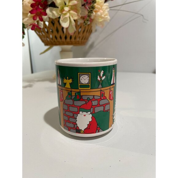 Vintage Master Stoneware Christmas Mug With Santa & Holiday Scene - Picture 2 of 7